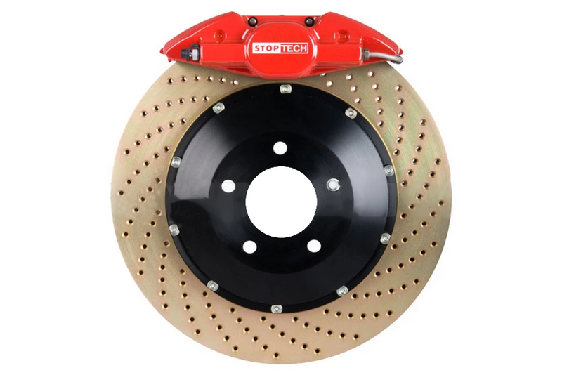 STOPTECH 83.842.002G.74 BBK 2PC ROTOR, REAR ZINC DRILLED 345X28/ST22 RED SUBARU STi '08