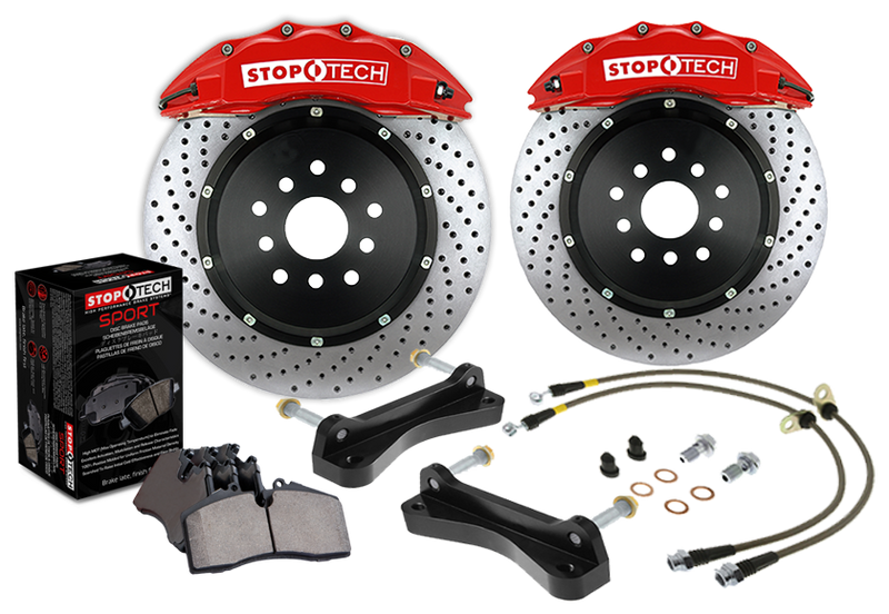 STOPTECH 83.842.6700.72 BBK 2PC ROTOR, FRONT DRILLED 355X32/ST60 RED SUBARU STi '08