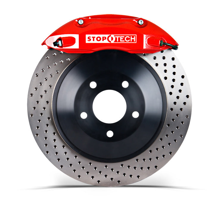 STOPTECH 83.836.4300.72 BBK 2PC ROTOR, FRONT DRILLED 328X28/ST40 RED SUBARU WRX '02-07
