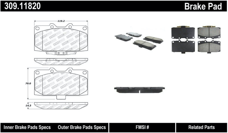 STOPTECH 309.11820 Front Sport Brake Pads with Shims & Hardware SUBARU Impreza 2006-2007
