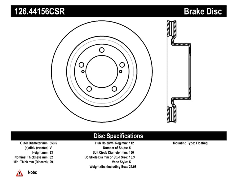 STOPTECH 126.44156CSL Front Cryo Sport Slotted Rotor Left LEXUS/TOYOTA Land Cruiser/LX570/Sequoia/Tundra 2007-2019