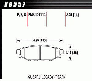 HAWK HB557F.545 Rear brake pads for SUBARU Forester 2008+ / Impreza WRX 2008+ / Legacy / BRZ