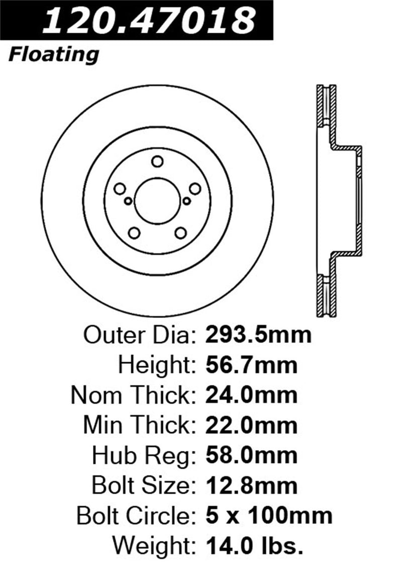 STOPTECH 126.47018SL Front StopTech Sport Slotted Rotor Left SUBARU Forester/Impreza 02-10 WRX