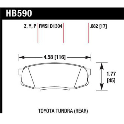 HAWK HB590Y.682 Rear brake pads TOYOTA LC200/SEQUOIA/TUNDRA/LEXUS LX570/MMC Pajero 4