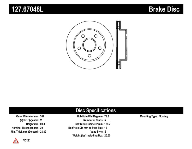 STOPTECH 127.44157R Rear Sport Drilled & Slotted Rotor Right LEXUS/TOYOTA Land Cruiser/LX570/Sequoia/Tundra 2007-2019