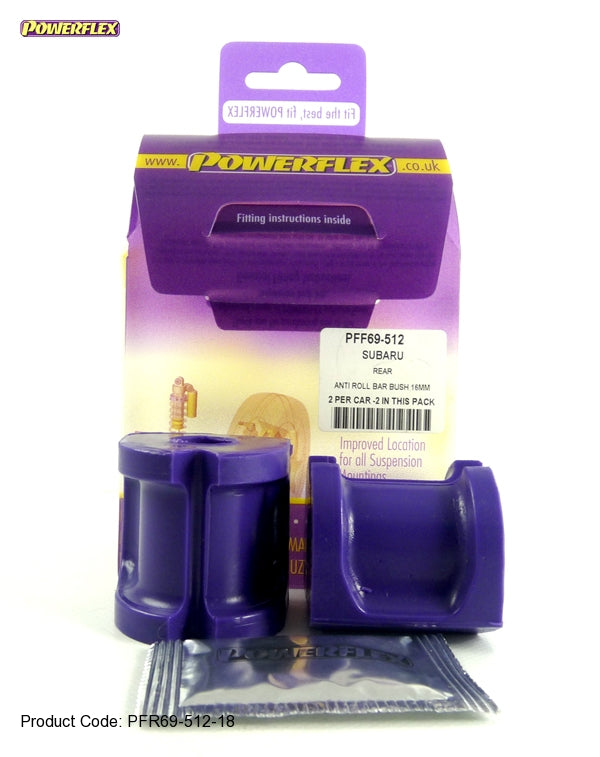 POWERFLEX PFR69-512-18 x2 Rear Anti Roll Bar Bush 18mm SUBARU Impreza including WRX,STi (08+)